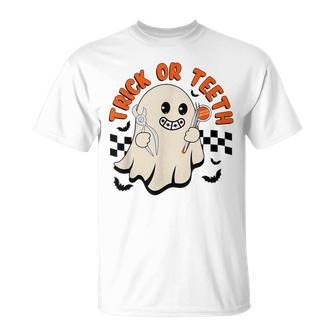 Retro Orthodontist Halloween Trick Or Treat Dentist Ghost T-Shirt - Monsterry CA