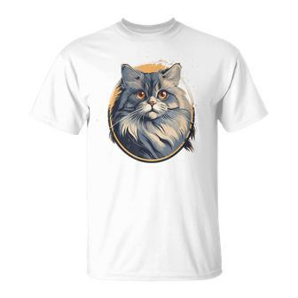Retro Style British Longhair Cat T-Shirt | Mazezy