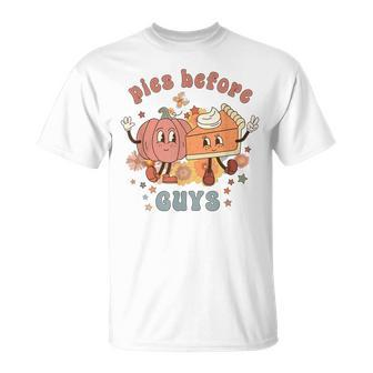 Retro Thanksgiving Pies Before Guys Vintage Pumpkin Pie T-Shirt - Seseable