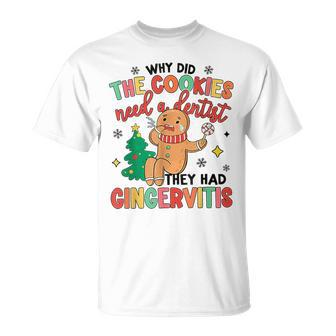 Retro Why Did Cookies Need A Dentist Christmas Crew T-Shirt | Mazezy