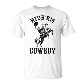Rideem Cowboy Vintage Cowgirl Womans Country Horse Riding Unisex T-Shirt | Mazezy