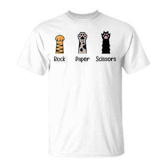 Rock Paper Scissors Hand Game Cute Paw Cat T-Shirt - Seseable