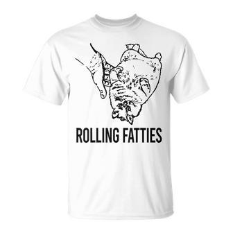 Rolling Fatties Funny Cat Cute Kitten Minimalist Graphic Paw Unisex T-Shirt | Mazezy