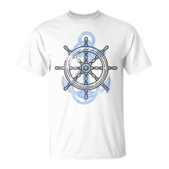 Rudder Anchor Sring Wheel Sailing Boat North Maritime Unisex T-Shirt | Mazezy