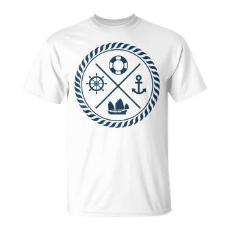 Sailing Icons Anchor Wheel Boat T Sailing Top Unisex T-Shirt | Mazezy