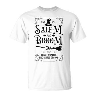 Salem Broom Co Est 1692 Funny Witch Halloween Vintage Witchy Salem Funny Gifts Unisex T-Shirt | Mazezy