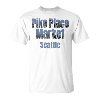 Seattle Skyline Pike Place Market Neighborhood T-Shirt | Mazezy UK
