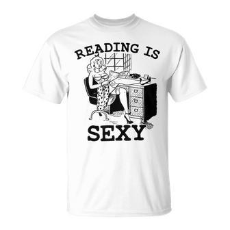 Sexy Pin Up Girl Comic Book Vintage Reading Is Sexy Reading Funny Designs Funny Gifts Unisex T-Shirt | Mazezy UK