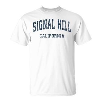 Signal Hill California Ca Vintage Varsity Sports Navy T-Shirt | Mazezy