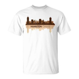 Skyline Of Hamilton Ontario | Canada Pride Skyline Unisex T-Shirt | Mazezy