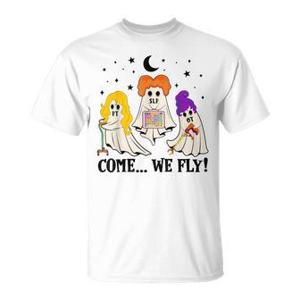 Slp Ot Pt Come We Fly Therapy Team Halloween Ghost T-Shirt - Seseable