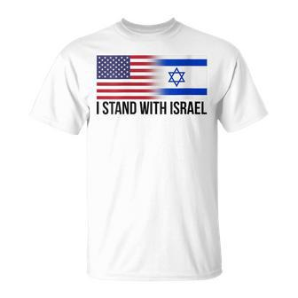 I Stand With Israel American Israeli Flag Jewish T-Shirt | Mazezy