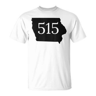 State Of Iowa 515 Black Outline T-Shirt | Mazezy