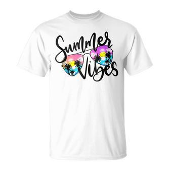 Summer Vibes Sunglasses Palm Tree Beach Sunshine Summer Trip Unisex T-Shirt | Mazezy
