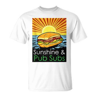 Sunshine And Pub Subs Cute Beach Lover Sunset T-Shirt | Mazezy