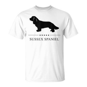 Sussex Spaniel Black Silhouette T-Shirt | Mazezy