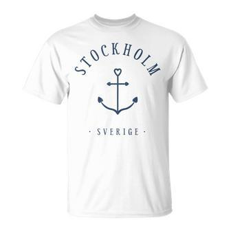 Sweden Stockholm Anchor Tattoo Love Heart Harbour Ferry Unisex T-Shirt | Mazezy
