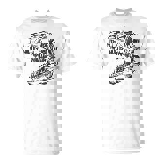 T-Rex Skull Skeleton Dino Bones Fossil Dinosaur Unisex T-Shirt | Mazezy