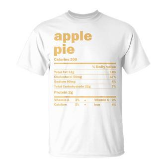 Thanksgiving Christmas Apple Pie Nutritional Facts T-Shirt - Monsterry