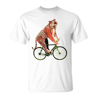 Tiger Riding Bicycle Tiger For A Cyclist T-Shirt | Mazezy