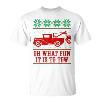 Tow Truck Driver Christmas -Oh What Fun It Is To Tow T-Shirt | Mazezy