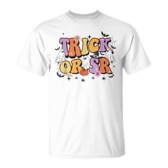 Trick Or Sr Retro Aba Bcba Halloween Positive Reinforcement T-Shirt - Monsterry CA