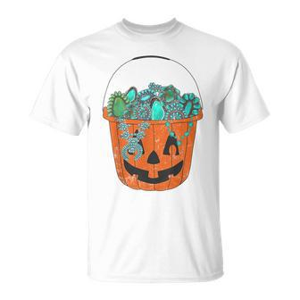 Turquoise Jack-O'-Lantern Halloween Pumpkin Turquoise T-Shirt - Monsterry UK