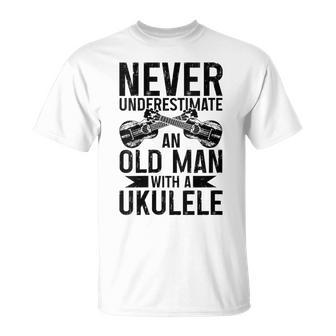 Ukulele Never Underestimate An Old Man With A Ukulele T-Shirt - Seseable