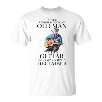 Never Underestimate A December Man With A Guitar T-Shirt | Mazezy