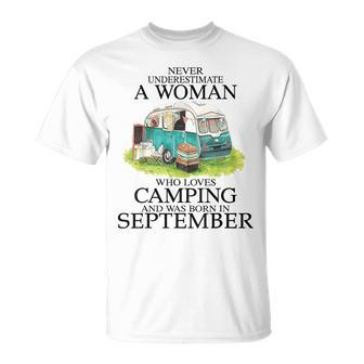 Never Underestimate Who Loves Camping September T-Shirt - Monsterry AU