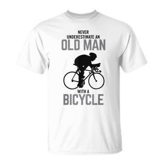 Never Underestimate An Old Man With A Bicycle Hobby T-Shirt - Seseable