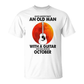 Never Underestimate An Old October Man With A Guitar T-Shirt | Mazezy