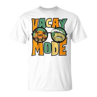 Vacay Mode Vintage Sunset Beach Retro Summer Vibes Raglan Unisex T-Shirt | Mazezy