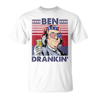 Vintage Ben Drankin Funny 4Th Of July Drinking Presidents Drinking Funny Designs Funny Gifts Unisex T-Shirt | Mazezy