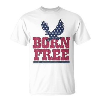 Vintage Bornfree Eagle American Flag 1776 Fourth Of July Unisex T-Shirt | Mazezy