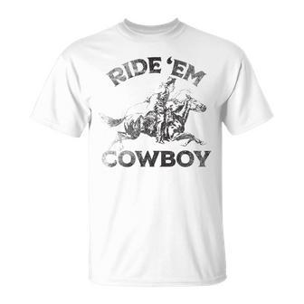 Vintage Cowgirl Womans Country Rideem Cowboy Horse Riding Unisex T-Shirt | Mazezy