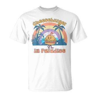 Vintage Funny Cheeseburger In Paradise Summer Vacation Vibe Vacation Funny Gifts Unisex T-Shirt | Mazezy
