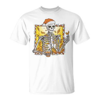 Vintage Halloween Skeleton Pumpkin Spice Latte Syrup Autumn T-Shirt - Thegiftio UK