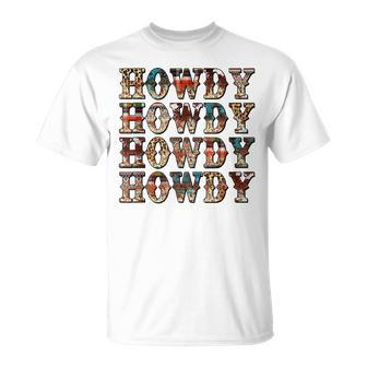 Vintage Howdy Rodeo Western Country Southern Cowgirl Cowboy Unisex T-Shirt | Mazezy