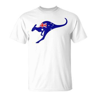 Vintage Kangaroo Australia Flag Aussie Roo Kangaroo Unisex T-Shirt - Seseable