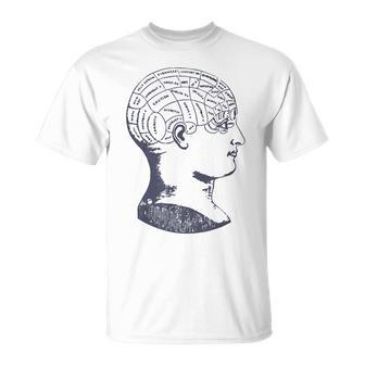 Vintage Phrenology Anatomy Brain Skull Diagram T-Shirt | Mazezy