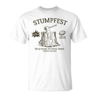 Vintage Retro Funny Stumpfest 2023 Brisbane Get Sweaty Unisex T-Shirt | Mazezy