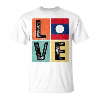Vintage Retro I Love Laos Flag For Laotian Pride T-Shirt | Mazezy AU