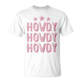 Vintage Rodeo Western Country Texas Cowgirl Texan Pink Howdy Gift For Womens Unisex T-Shirt | Mazezy