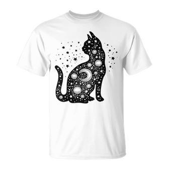 Vintage Scary Halloween Black Cat Costume Witch Halloween Funny Gifts Unisex T-Shirt | Mazezy