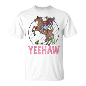 Vintage Yeehaw Howdy Rodeo Western Country Southern Cowgirl Unisex T-Shirt | Mazezy