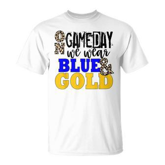 We Wear Blue And Gold School Spirit T-Shirt - Seseable
