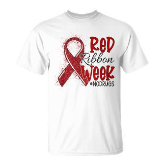 We Wear Red For Red Ribbon Week Awareness Heart Ribbon T-Shirt - Monsterry AU