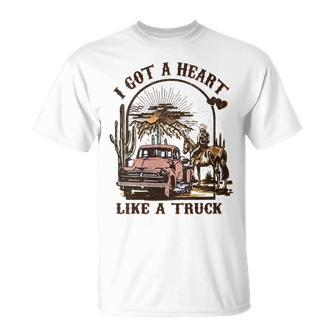 Western Sunset Cowgirl I Got A Heart Like A Truck Gift For Womens Unisex T-Shirt | Mazezy
