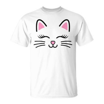 Women's Cat Face Whiskers Print Cosplay Kitty Love Halloween T-Shirt - Monsterry AU